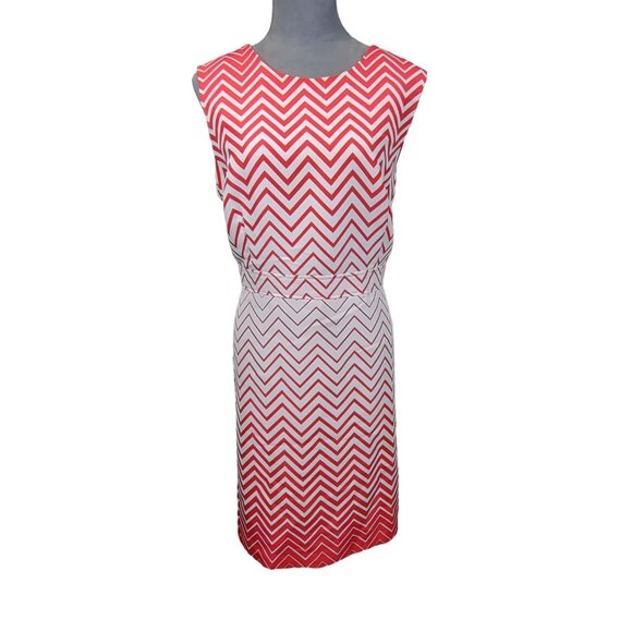 Vintage Danny & Nicole 2 Pc Dress Coral Ombre Chevron Crop Jacket Womens Plus 18 - Picture 3 of 10